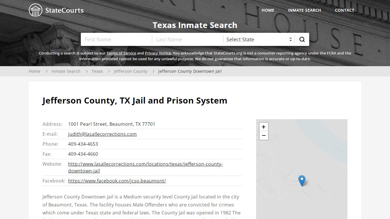 Jefferson County Downtown Jail Inmate Records Search, Texas - StateCourts